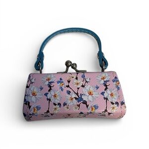 Floral Pink Mini Tiny Handbag / coin pouch with Blue Handle giveaway